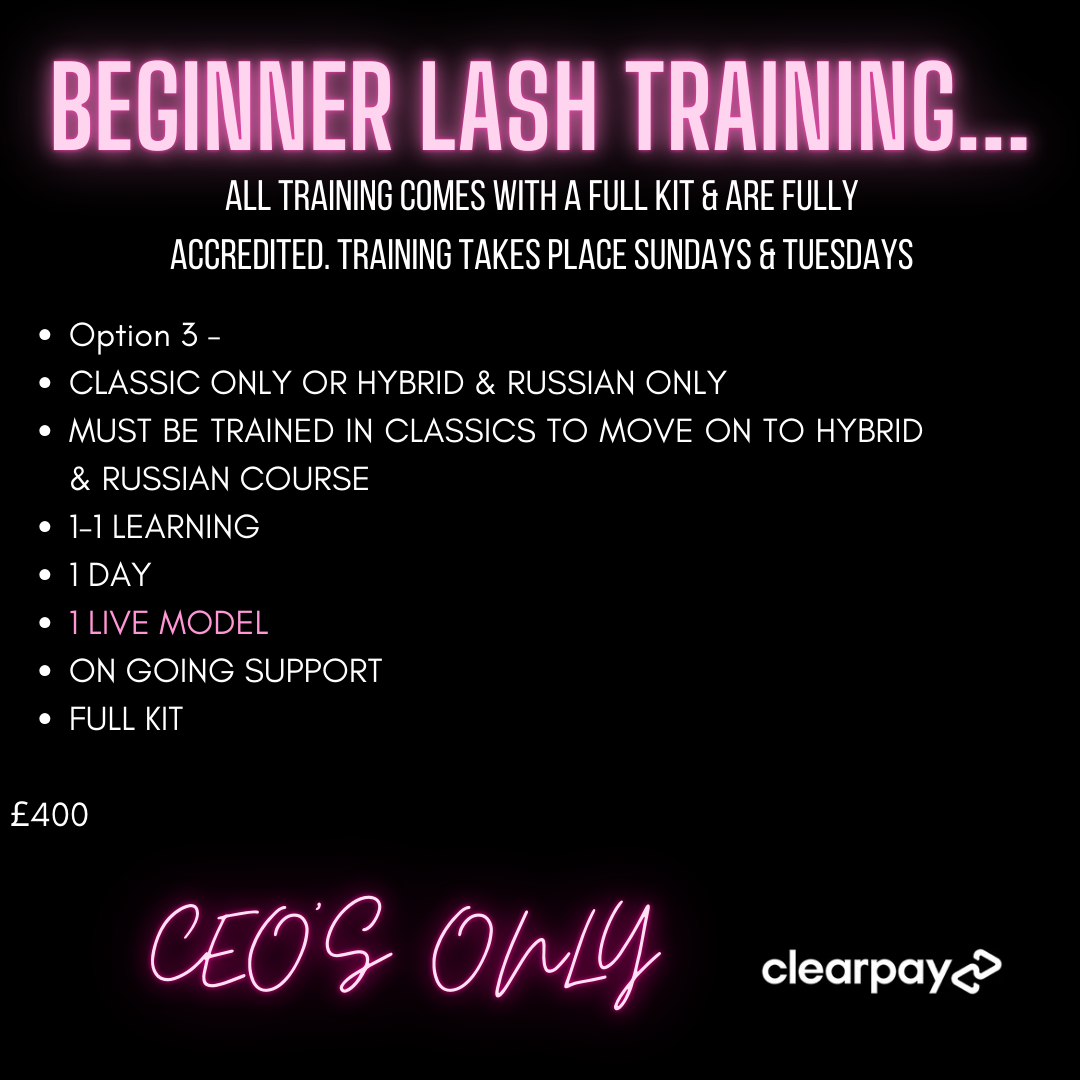 LASH TRAINING Classic/Hybrid/Russian Accredited Course with free business mentoring.